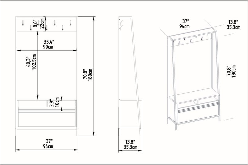 Hallmöbelset Devinne 30 cm - Vit - Möbler - Hallmöbler - Möbelset för hall & entre