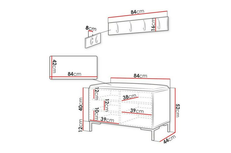 Hallmöbelset Dunvegan 84x44 cm - Brun - Möbler - Hallmöbler - Möbelset för hall & entre