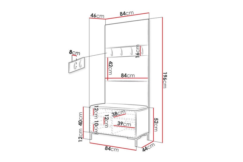 Hallmöbelset Dunvegan 84x46 cm - Brun - Möbler - Hallmöbler - Möbelset för hall & entre