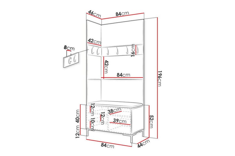 Hallmöbelset Dunvegan 84x46 cm - Brun - Möbler - Hallmöbler - Möbelset för hall & entre