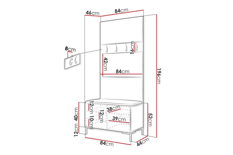 Hallmöbelset Dunvegan 84x46 cm - Mörkbrun - Möbler - Hallmöbler - Möbelset för hall & entre