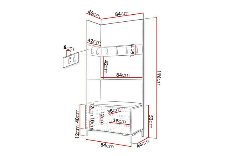 Hallmöbelset Dunvegan 84x46 cm - Mörkbrun - Möbler - Hallmöbler - Möbelset för hall & entre