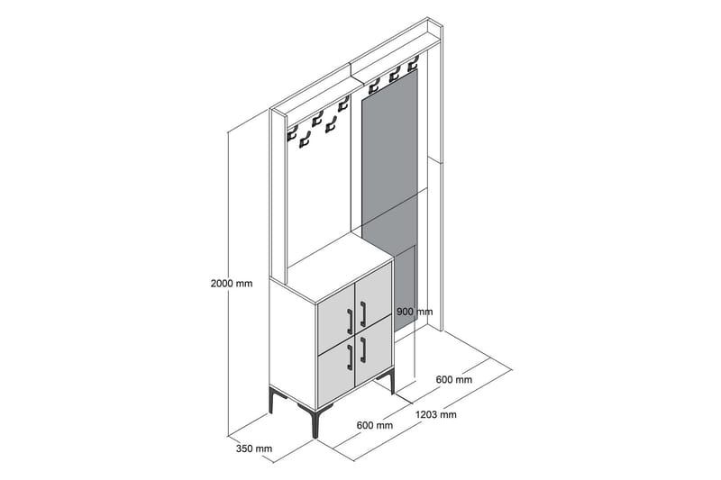 Hallmöbelset Kotzen 120 cm - Mörkbrun - Möbler - Hallmöbler - Möbelset för hall & entre