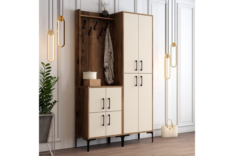 Hallmöbelset Kotzen 120 cm - Mörkbrun/Beige - Möbler - Hallmöbler - Möbelset för hall & entre