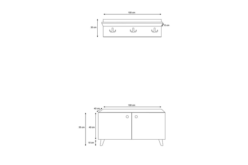 Hallmöbelset Miangal 80x80 cm - Natur/Vit - Möbler - Hallmöbler - Möbelset för hall & entre