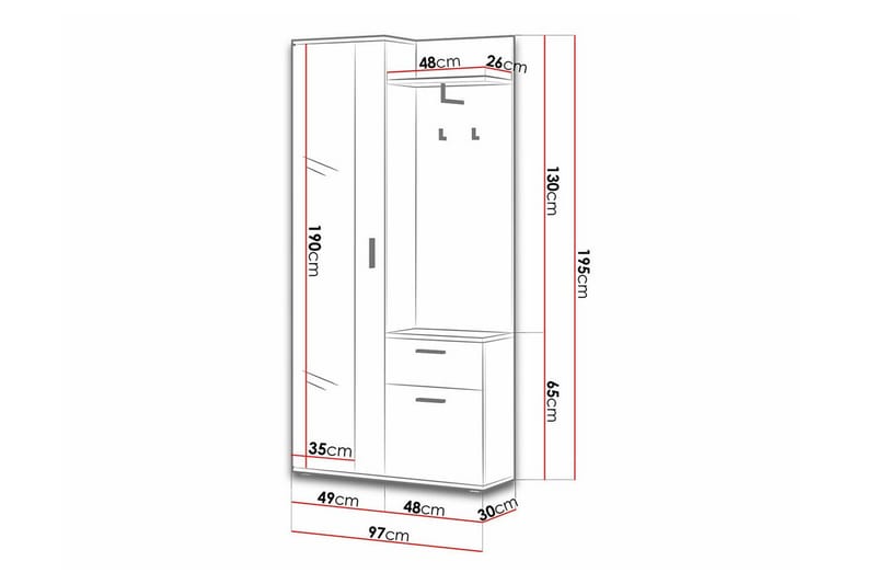 Hallmöbelset Rosehall 97x30 cm 195x - Brun - Möbler - Hallmöbler - Möbelset för hall & entre