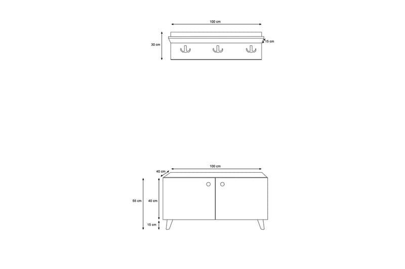 Hallmöbelset Saadat 40x100 cm - Natur/Vit - Möbler - Hallmöbler - Möbelset för hall & entre