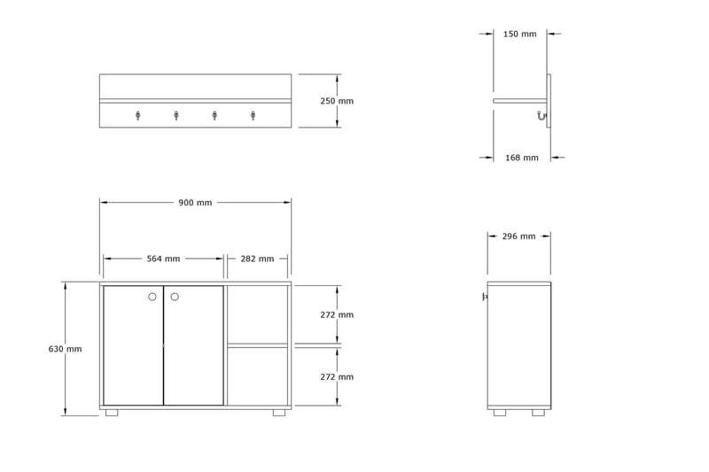 Hallmöbelset Tommelu 30x90 cm - Antracit - Möbler - Hallmöbler - Möbelset för hall & entre