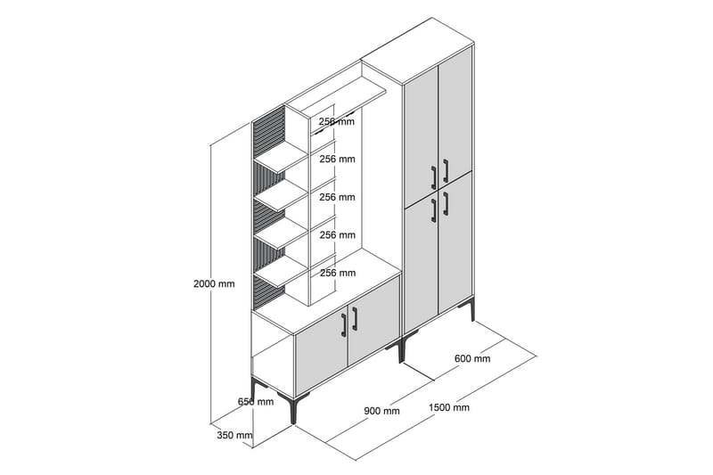 Hallmöbelset Viyana 150 cm - Mörkbrun - Möbelset för hall & entre