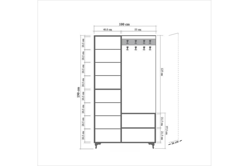 Klädförvaring Gillberga 100 cm - Brun - Möbler - Hallmöbler - Möbelset för hall & entre