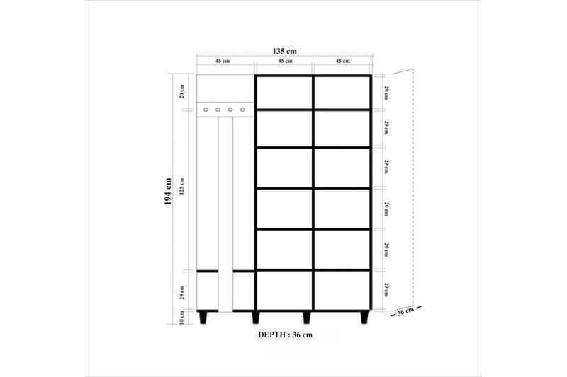 Klädförvaring Gillberga 135 cm - Brun - Möbler - Hallmöbler - Möbelset för hall & entre