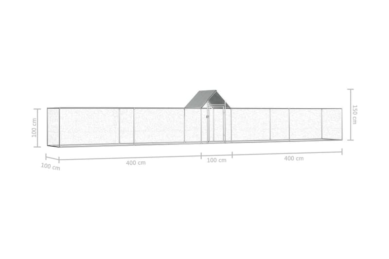 Hönsbur 9x1x1,5 m galvaniserat stål - Silver - Möbler - Husdjursmöbler - Burar & transportburar