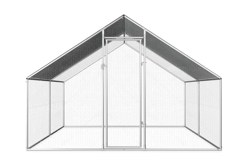 Hönsbur för utomhusbruk 2,75x4x1,92 m galvaniserat stål - Silver - Möbler - Husdjursmöbler - Burar & transportburar