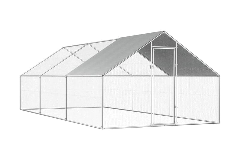 Hönsbur för utomhusbruk 2,75x6x1,92 m galvaniserat stål - Silver - Möbler - Husdjursmöbler - Burar & transportburar