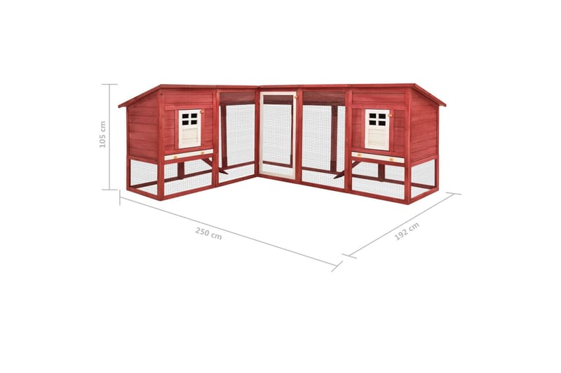 Utebur med inhägnad röd och vit massivt granträ - Röd - Möbler - Husdjursmöbler - Burar & transportburar