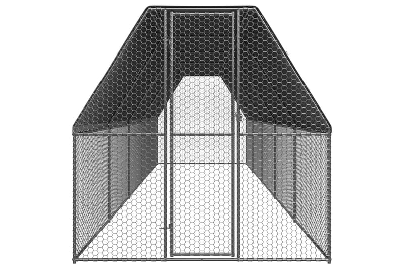 Hönsbur för utomhusbruk 2x10x2 m galvaniserat stål - Silver - Möbler - Husdjursmöbler - Burar & transportburar