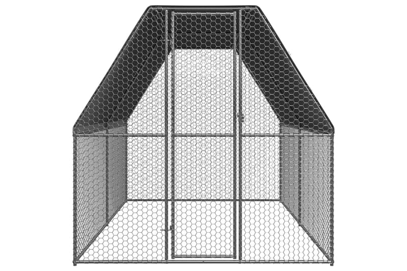 Hönsbur för utomhusbruk 2x4x2 m galvaniserat stål - Silver - Möbler - Husdjursmöbler - Burar & transportburar