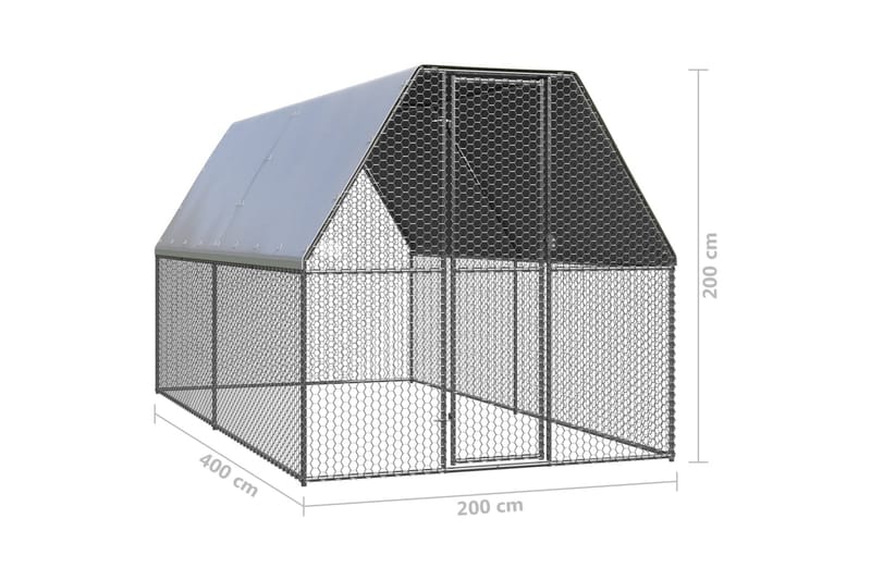 Hönsbur för utomhusbruk 2x4x2 m galvaniserat stål - Silver - Möbler - Husdjursmöbler - Burar & transportburar