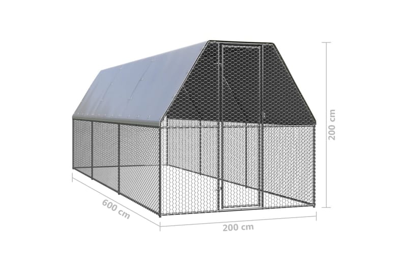 Hönsbur för utomhusbruk 2x6x2 m galvaniserat stål - Silver - Möbler - Husdjursmöbler - Burar & transportburar