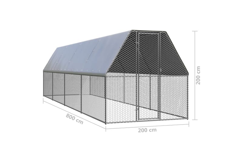 Hönsbur för utomhusbruk 2x8x2 m galvaniserat stål - Silver - Möbler - Husdjursmöbler - Burar & transportburar