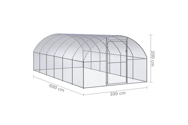 Hönsbur för utomhusbruk 3x6x2 m galvaniserat stål - Silver - Möbler - Husdjursmöbler - Burar & transportburar