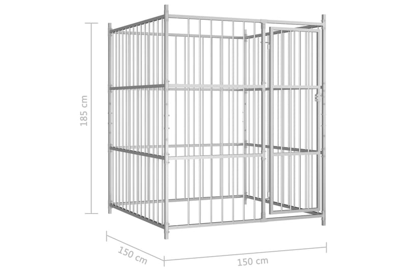 Hundgård för utomhusbruk 150x150x185 cm - Silver - Hundkoja & hundhus