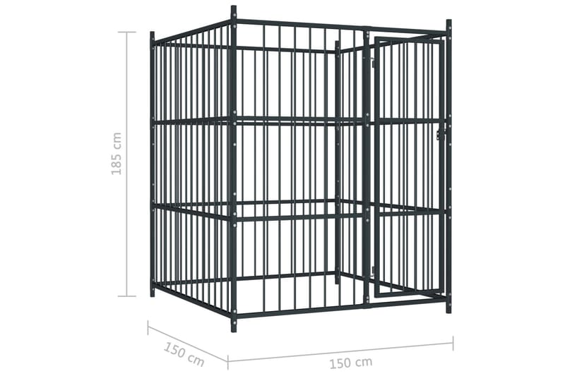 Hundgård för utomhusbruk 150x150x185 cm - Svart - Möbler - Husdjursmöbler - Hundmöbler - Hundkoja & hundhus