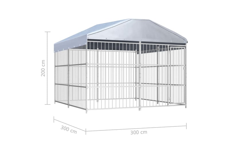 Hundgård för utomhusbruk med tak 300x300x200 cm - Silver - Möbler - Husdjursmöbler - Hundmöbler - Hundkoja & hundhus