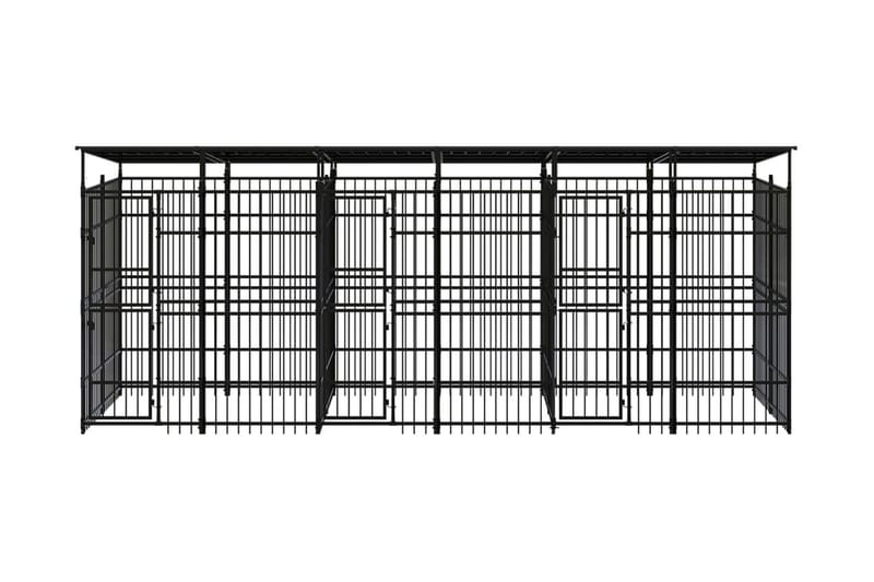 Hundgård för utomhusbruk ståltak 11,06 m² - Svart - Möbler - Husdjursmöbler - Hundmöbler - Hundtillbehör & hundaccessoarer - Hundgrind & hundstaket