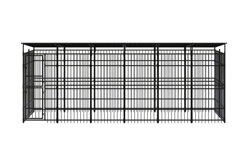 Hundgård för utomhusbruk ståltak 11,06 m² - Svart - Möbler - Husdjursmöbler - Hundmöbler - Hundtillbehör & hundaccessoarer - Hundgrind & hundstaket