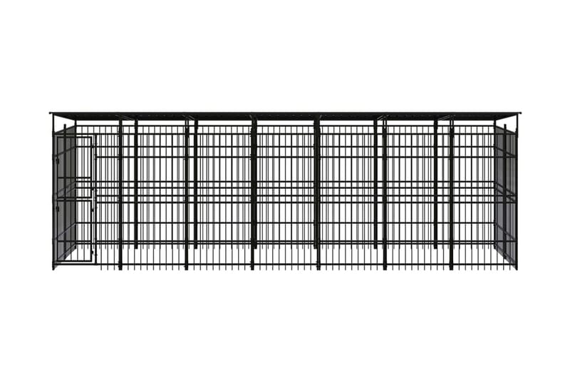 Hundgård för utomhusbruk ståltak 12,9 m² - Svart - Möbler - Husdjursmöbler - Hundmöbler - Hundtillbehör & hundaccessoarer - Hundgrind & hundstaket