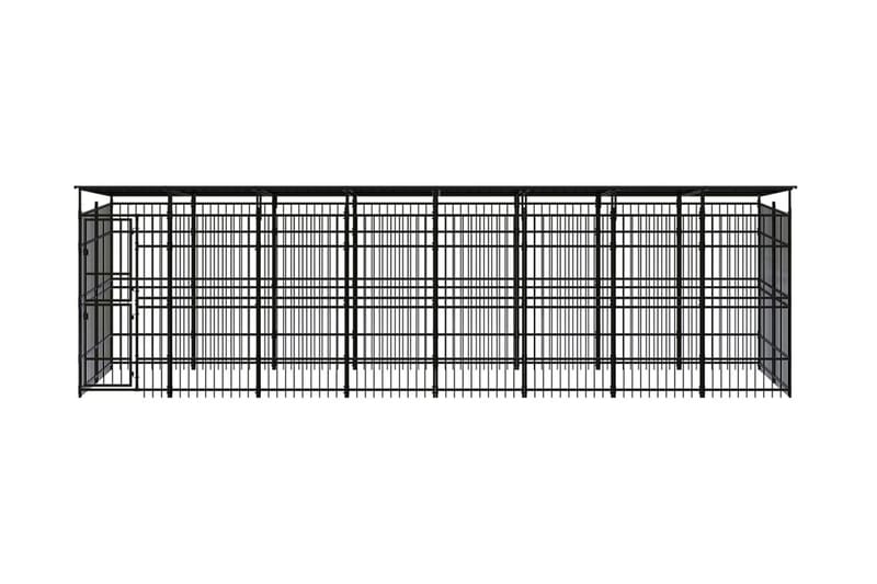 Hundgård för utomhusbruk ståltak 14,75 m² - Svart - Möbler - Husdjursmöbler - Hundmöbler - Hundtillbehör & hundaccessoarer - Hundgrind & hundstaket