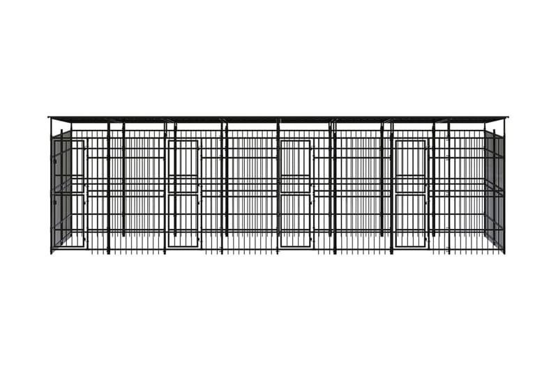 Hundgård för utomhusbruk ståltak 14,75 m² - Svart - Möbler - Husdjursmöbler - Hundmöbler - Hundtillbehör & hundaccessoarer - Hundgrind & hundstaket