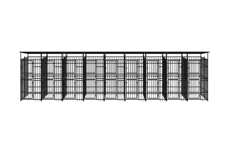 Hundgård för utomhusbruk ståltak 16,59 m² - Svart - Möbler - Husdjursmöbler - Hundmöbler - Hundtillbehör & hundaccessoarer - Hundgrind & hundstaket