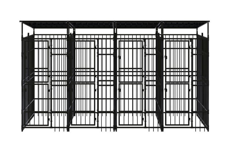 Hundgård för utomhusbruk ståltak 7,37 m² - Svart - Möbler - Husdjursmöbler - Hundmöbler - Hundtillbehör & hundaccessoarer - Hundgrind & hundstaket