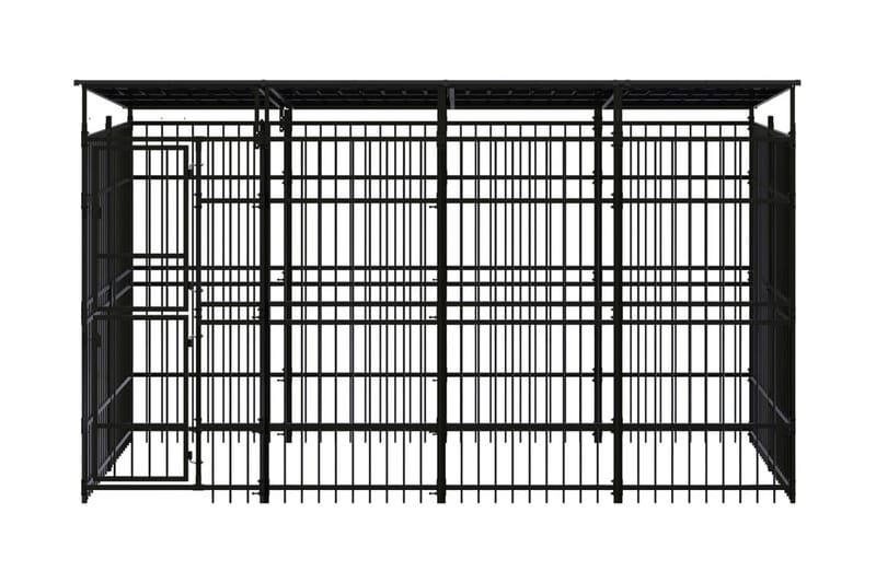 Hundgård för utomhusbruk ståltak 7,37 m² - Svart - Möbler - Husdjursmöbler - Hundmöbler - Hundtillbehör & hundaccessoarer - Hundgrind & hundstaket