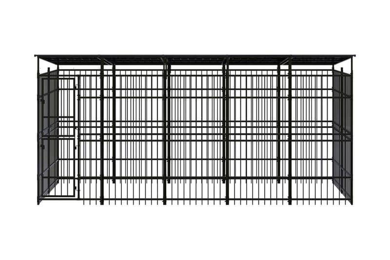 Hundgård för utomhusbruk ståltak 9,22 m² - Svart - Möbler - Husdjursmöbler - Hundmöbler - Hundtillbehör & hundaccessoarer - Hundgrind & hundstaket