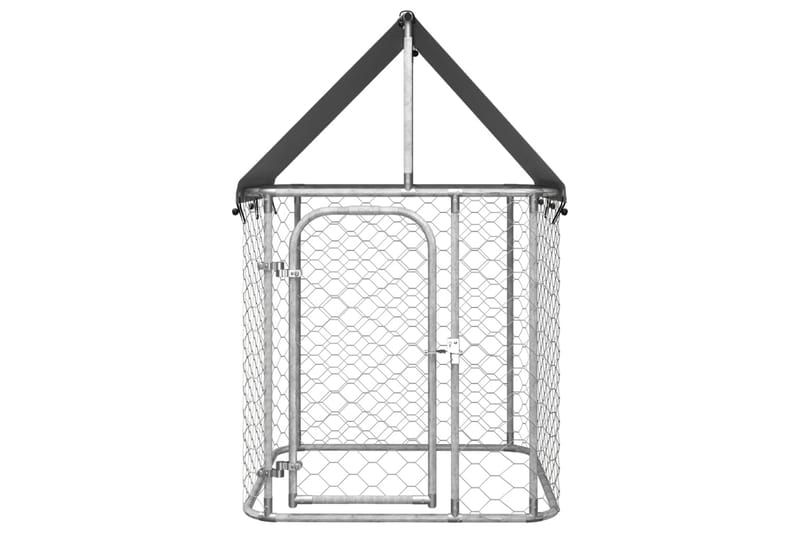 Hundgård med tak för utomhusbruk 100x100x150 cm - Silver - Möbler - Husdjursmöbler - Hundmöbler - Hundtillbehör & hundaccessoarer - Hundgrind & hundstaket