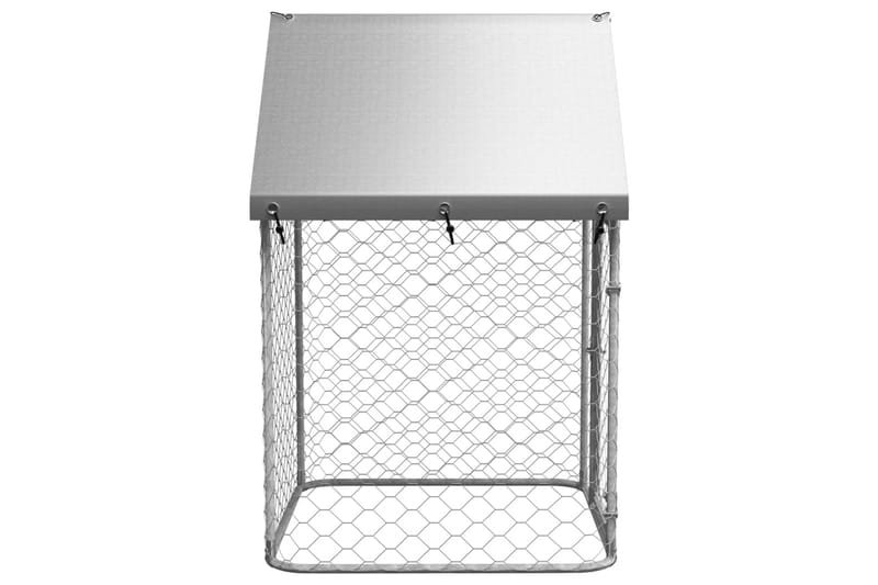 Hundgård med tak för utomhusbruk 100x100x150 cm - Silver - Möbler - Husdjursmöbler - Hundmöbler - Hundtillbehör & hundaccessoarer - Hundgrind & hundstaket