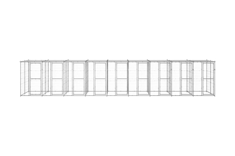 Hundgård för utomhusbruk galvaniserat stål med tak 21,78 m² - Silver - Möbler - Husdjursmöbler - Hundmöbler - Hundtillbehör & hundaccessoarer - Hundgrind & hundstaket