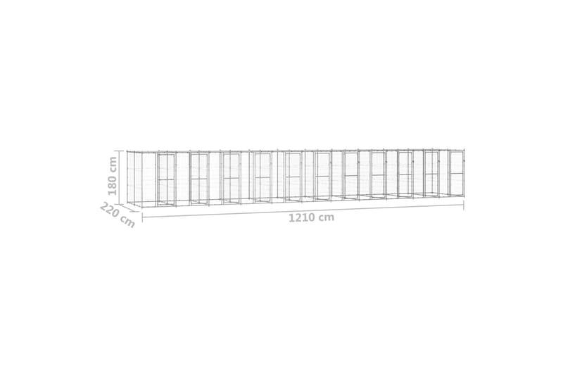 Hundgård för utomhusbruk galvaniserat stål med tak 26,62 m² - Silver - Möbler - Husdjursmöbler - Hundmöbler - Hundtillbehör & hundaccessoarer - Hundgrind & hundstaket