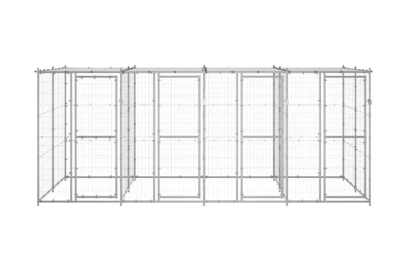 Hundgård för utomhusbruk galvaniserat stål med tak 9,68 m² - Silver - Möbler - Husdjursmöbler - Hundmöbler - Hundtillbehör & hundaccessoarer - Hundgrind & hundstaket