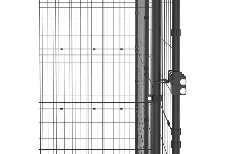 Hundgård för utomhusbruk med tak 9,68 m² - Svart - Möbler - Husdjursmöbler - Hundmöbler - Hundtillbehör & hundaccessoarer - Hundgrind & hundstaket