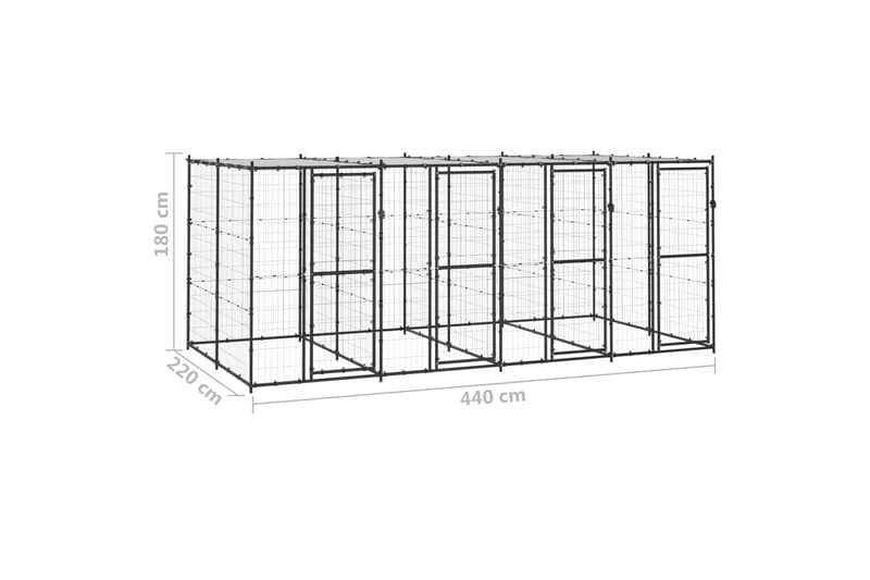 Hundgård för utomhusbruk med tak 9,68 m² - Svart - Möbler - Husdjursmöbler - Hundmöbler - Hundtillbehör & hundaccessoarer - Hundgrind & hundstaket