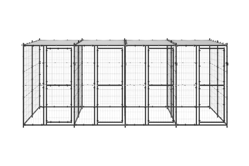 Hundgård för utomhusbruk med tak 9,68 m² - Svart - Möbler - Husdjursmöbler - Hundmöbler - Hundtillbehör & hundaccessoarer - Hundgrind & hundstaket