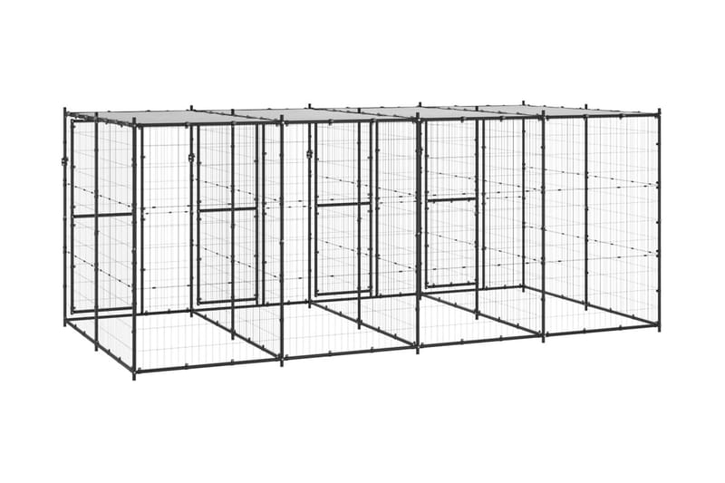 Hundgård för utomhusbruk med tak 9,68 m² - Svart - Möbler - Husdjursmöbler - Hundmöbler - Hundtillbehör & hundaccessoarer - Hundgrind & hundstaket