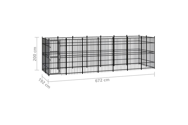 Hundgård för utomhusbruk stål 12,9 m² - Svart - Möbler - Husdjursmöbler - Hundmöbler - Hundtillbehör & hundaccessoarer - Hundgrind & hundstaket