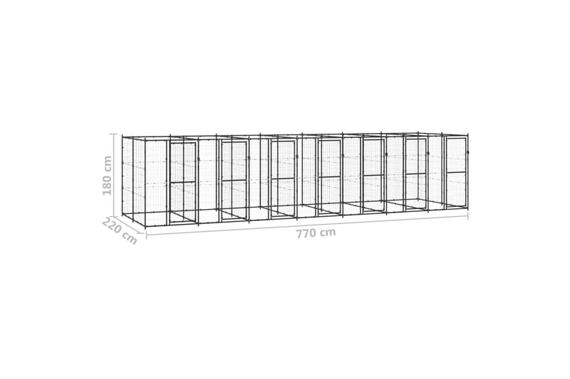 Hundgård för utomhusbruk stål 16,94 m² - Svart - Möbler - Husdjursmöbler - Hundmöbler - Hundtillbehör & hundaccessoarer - Hundgrind & hundstaket