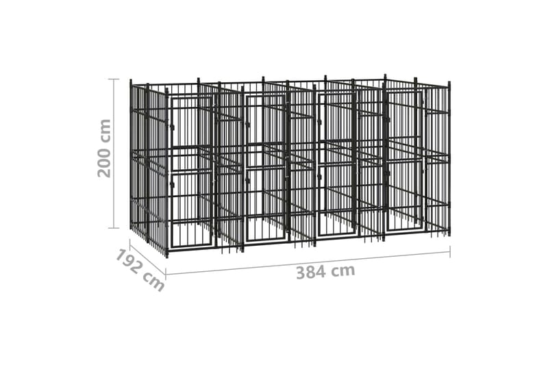 Hundgård för utomhusbruk stål 7,37 m² - Svart - Möbler - Husdjursmöbler - Hundmöbler - Hundtillbehör & hundaccessoarer - Hundgrind & hundstaket