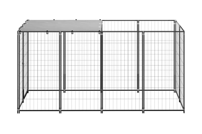 Hundgård svart 2,42 m² stål - Svart - Hundgrind & hundstaket